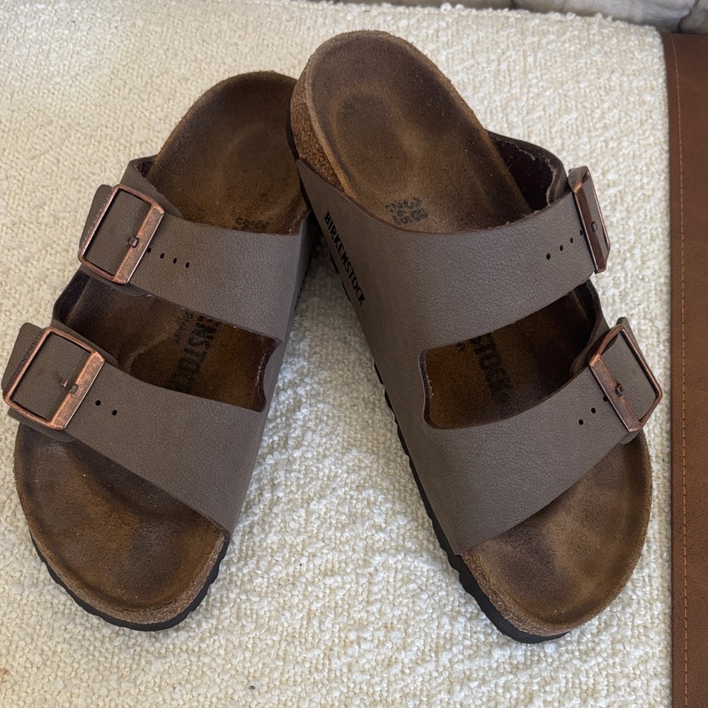 Birkenstock Taupe Double Buckle arizona Sandals 38